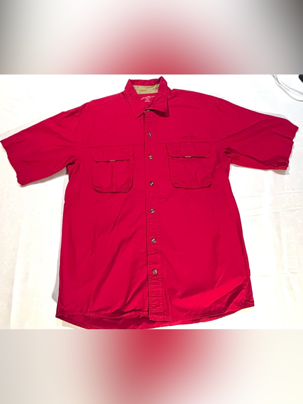 Eddie Bauer woman's M Red Fishing Hiking Utility Shirt Cargo Pockets Gorpcore